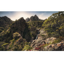 Paysage montagneux avec rochers et cascade