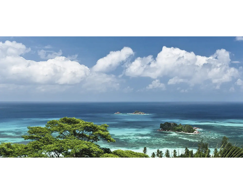 Paysage avec mer, îles et végétation