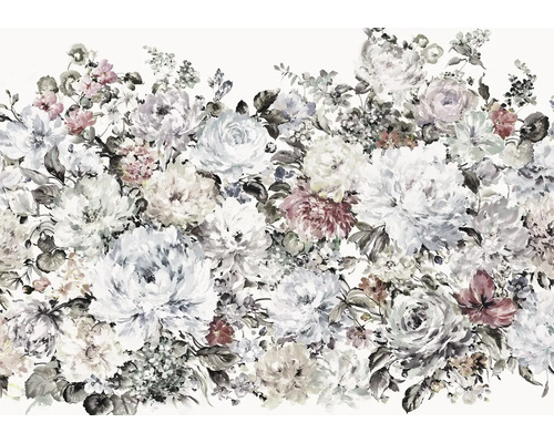 Motif floral avec roses et pivoines
