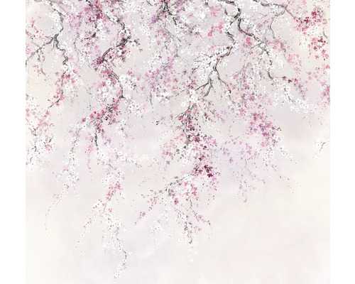 Papier peint panoramique intissé INX6-013 Ink fleurs de cerisier 6 pcs. 300 x 280 cm Papier peint décoratif avec des branches fleuries