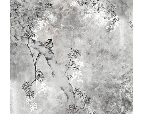 Papier peint avec motif d'oiseau et de fleurs