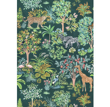 Papier peint avec motifs de jungle et animaux