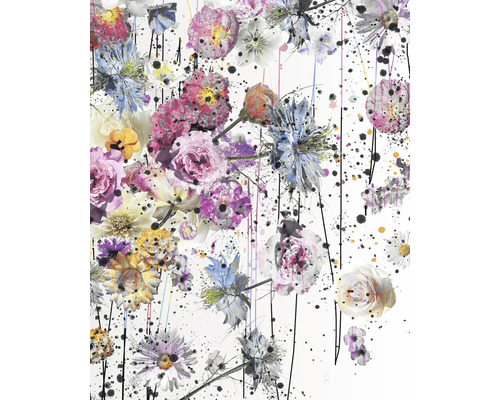 Motif floral abstrait avec différentes fleurs et touches de couleur