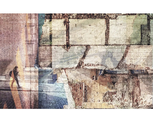 Image abstraite d'une ville avec maçonnerie et piéton