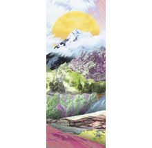 Illustration d'un paysage de montagne avec soleil