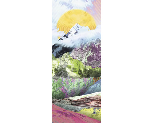 Illustration d'un paysage de montagne avec soleil