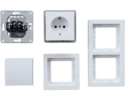 ROTH LANGE 53500 Schalterpaket Primo V2.0 signalweiß Einsatz, Rahmen und Abdeckung für eine Steckdose