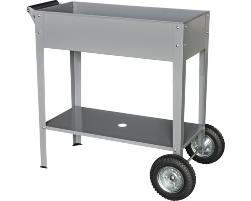 Rollbarer Pflanzkasten mit Ablage für den Garten