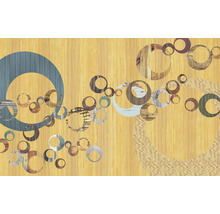 Papier peint avec motif de cercles sur fond en bois