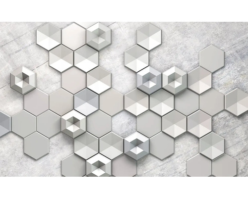 Carreaux muraux hexagonaux sur structure en béton