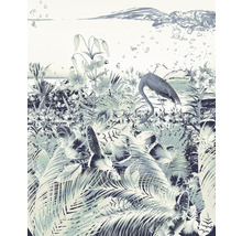 Image murale décorative avec des plantes tropicales et un flamant rose