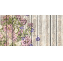 Papier peint imitation bois avec motif floral