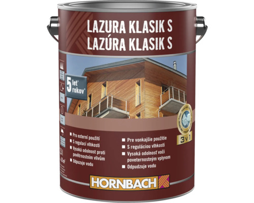 Lasure pour bois dans un seau en métal avec le logo Hornbach