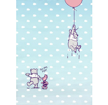 Illustration von Winnie Puuh, Ferkel und I-Aah mit einem Ballon vor einem Himmelshintergrund