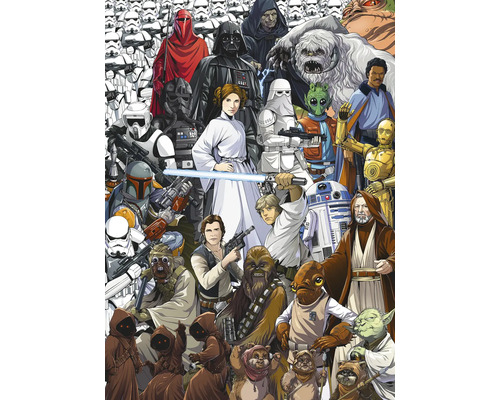 Papier peint panoramique papier 4-4111 Disney Edition 4 Star Wars Classic Cartoon Collage 4 pces 184 x 254cm Illustration avec différents personnages de Star Wars