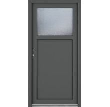 Graue Haustür mit Glaseinsatz