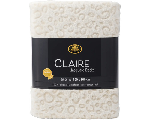 Wohndecke Claire Jacquard Leopardmuster creme 200 x 150 cm Claire Jacquard Decke im Leopardenmuster, circa 150 x 200 cm, aus 100 Prozent Polyester