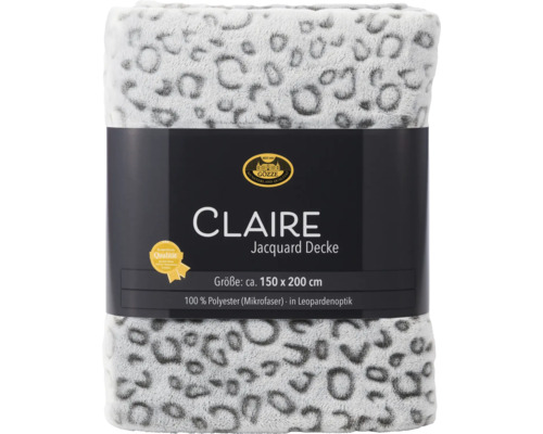 Wohndecke Claire Jacquard Leopardmuster anthrazit 200 x 150 cm Claire Jacquard Decke in Leopardenoptik, circa 150 x 200 Zentimeter