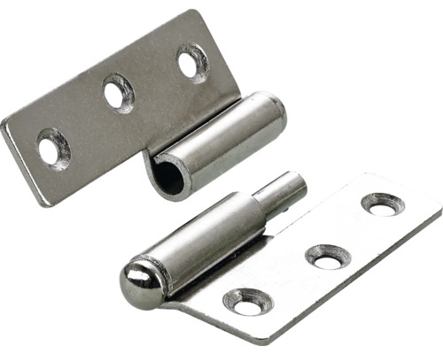 Penture de meuble à gauche, nickelée 50x40 mm, 2 pièces pour portes et fenêtres intérieures Fiche de porte métallique avec broche