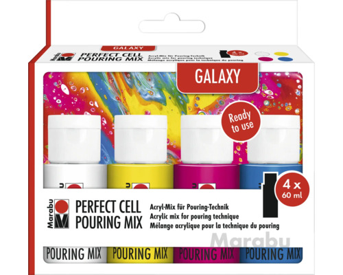 Marabu Perfect Cell Pouring Mix Galaxy, set de peintures acryliques