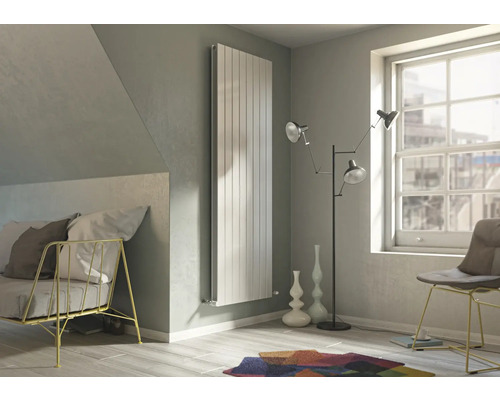 Heller Raum mit Heizkörper, Sofa und Fenster