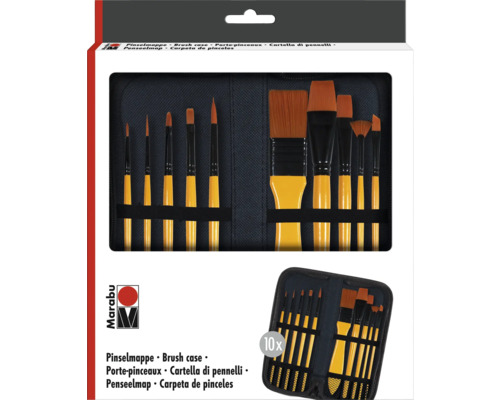 Set de pinceaux Marabu avec dix pinceaux dans un étui