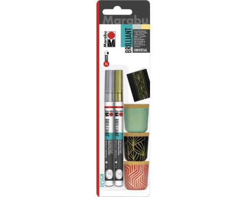 Marabu Metallic Universal Lackmalstift Set mit zwei Stiften
