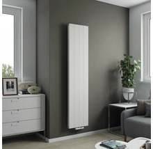 Modernes Wohnzimmer mit schlankem, weißem Heizkörper an der Wand