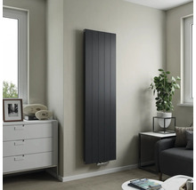 Salon moderne avec radiateur à panneaux monté verticalement