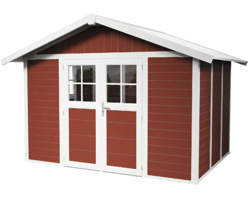 Abri de jardin avec double porte et toit à deux pans