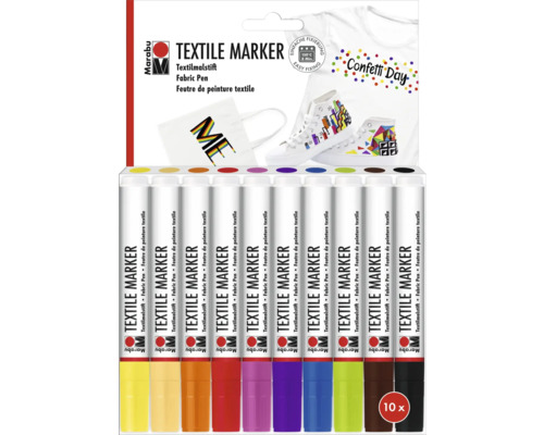 Textilmarker Set mit zehn Stiften von Marabu