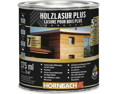 Boîte de lasure pour bois Plus pour l'extérieur avec protection contre les intempéries, protection UV et effet hydrofuge