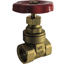 Absperrventil aus Messing mit rotem Drehgriff