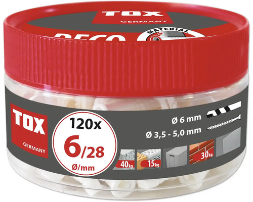 Boîte de chevilles Tox 6/28 millimètres avec 120 pièces