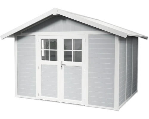 Abri de jardin avec porte double et toit à deux pentes