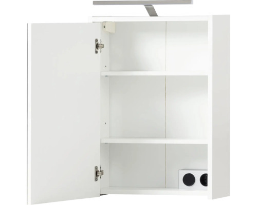 Offener Spiegelschrank mit Beleuchtung und Einlegeböden