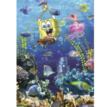 Illustration einer Unterwasserwelt mit Spongebob Schwammkopf, Patrick Star und verschiedenen Fischen