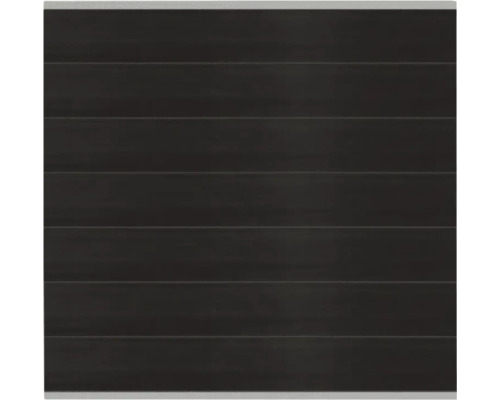 Façade en bois sombre avec des planches horizontales.