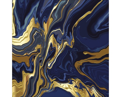Tableau en verre Blue & Golden Marble 20x20cm