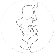 Graphique représentant deux visages stylisés en un seul trait continu.