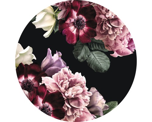 Glasbild rund Flowers III Ø 20 cm Kreisförmiges Dekor mit Blumenmuster