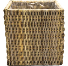 Panier à plantes carré en rotin avec insert en plastique