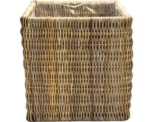Panier à plantes carré en rotin avec insert en plastique