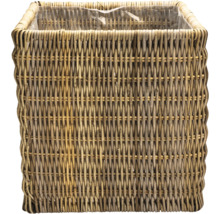 Cache-pot carré en osier avec insert en plastique