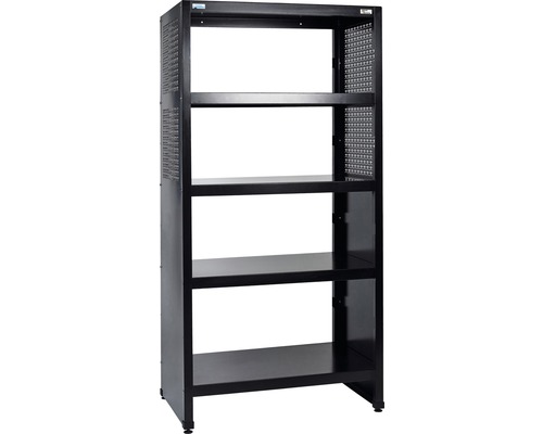 Étagère d'atelier Küpper noir 180x91x53 cm 5 tablettes capacité de charge 300 kg Étagère métallique noire avec quatre étagères pour le stockage et l''organisation