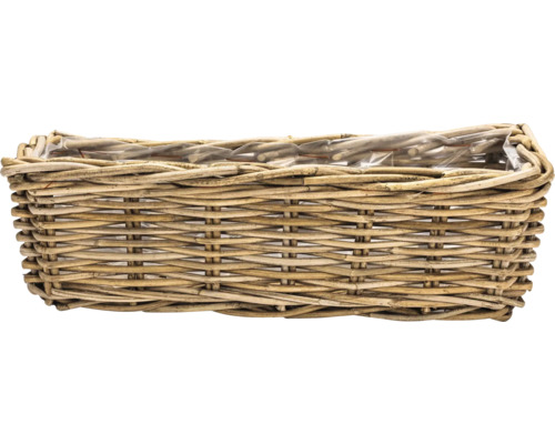 Panier à plantes Leah Pure fibre naturelle 48 x 15 x 15 cm gris marron Panier à plantes rectangulaire en rotin