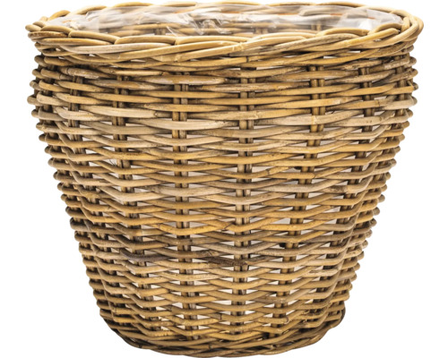 Panier à plantes Leah Pure Sami fibre naturelle Ø 37 cm H 31 cm gris marron Panier à plantes tressé avec insert en plastique