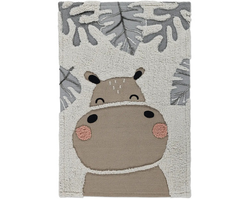 Teppich mit Nilpferd Motiv und Pflanzenmuster