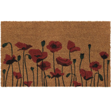 Fussmatte aus Kokosfaser mit Mohnblumenmuster