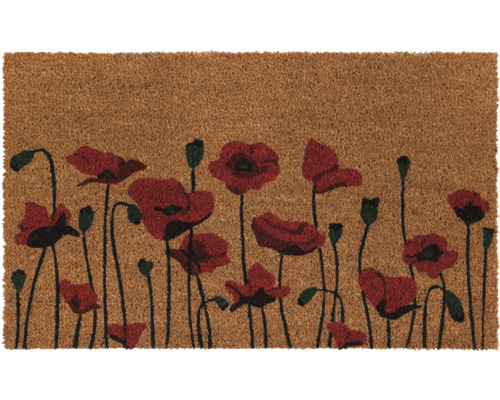 Fussmatte aus Kokosfaser mit Mohnblumenmuster